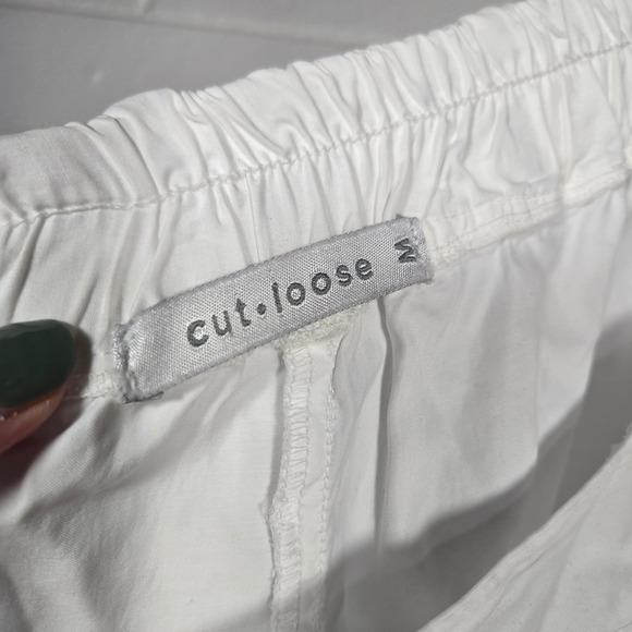 Cut Loose Pull On Elastic Waist Pants Straight Leg Lagenlook Resort Medium White - Picture 6 of 7